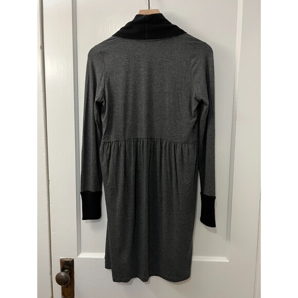 White + Warren Women's Cardigan Charcoal Grey Black Silk Cashmere Trim Size S - Picture 2 of 7